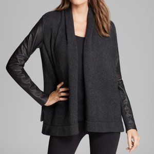 Vince open front cardigan wool and lamb leather sleeve size XS